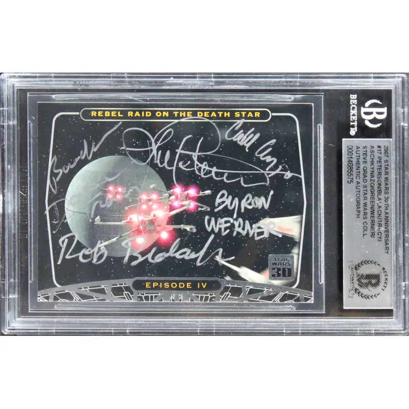 Star Wars (6) Peterson, Blalack +4 Signed 2007 30th Anniv #17 Card BAS Slabbed
