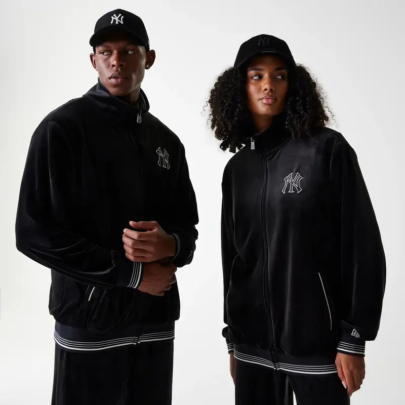 New York Yankees MLB Velour Black Track Top