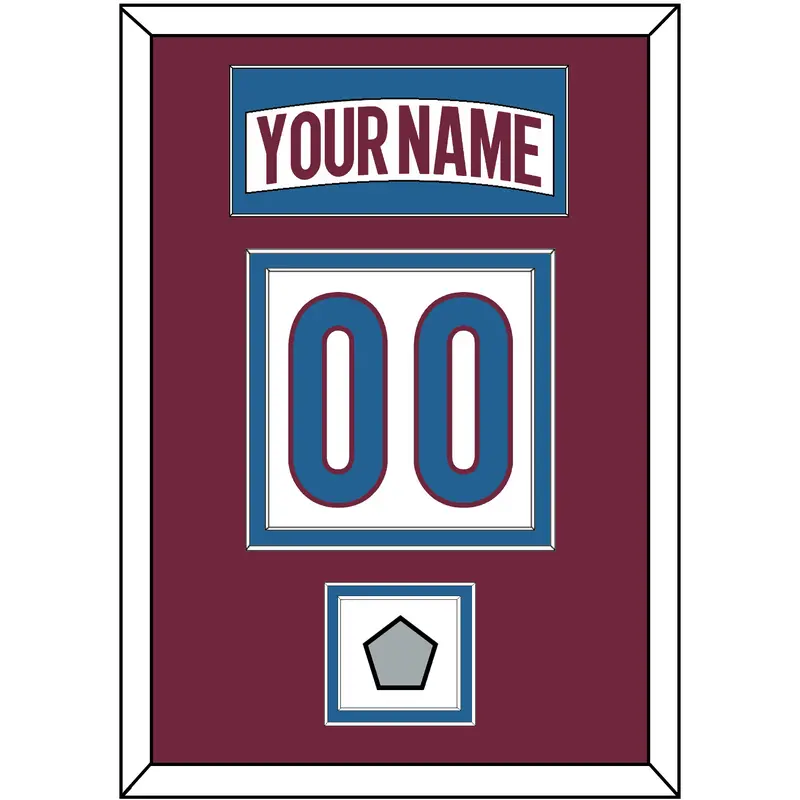Colorado Nameplate & Number (Back) With Stanley Cup Finals Patch - Road White - Double Mat 3