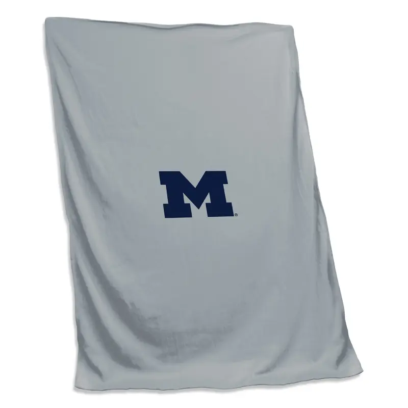 Michigan Gray Screened Sweatshirt Blanket