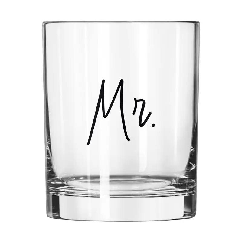 Wedding Collection Script Mr. 14oz Rocks Glass