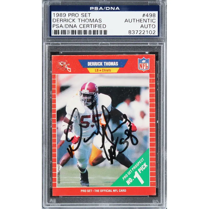 Chiefs Derrick Thomas Authentic Signed 1989 Pro Set #498 Rookie Card PSA Slabbed