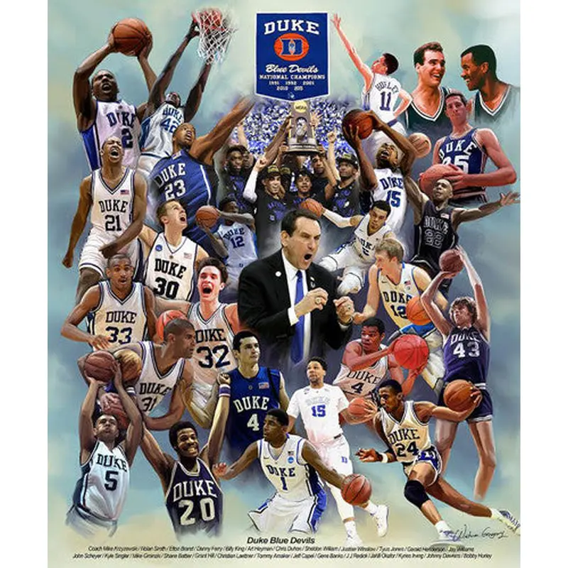 Duke Blue Devils Basketball "26 Legends" Commemorative Poster Print - Wishum Gregory