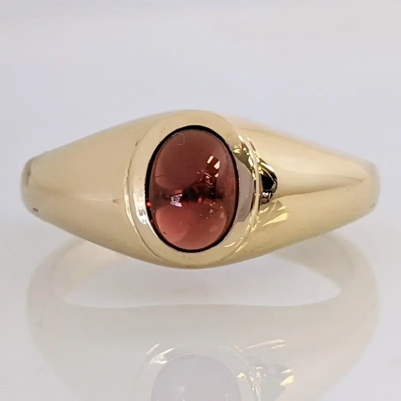 14K GARNET CABOCHON 5X7 ESTATE RING 6.7 GRAMS