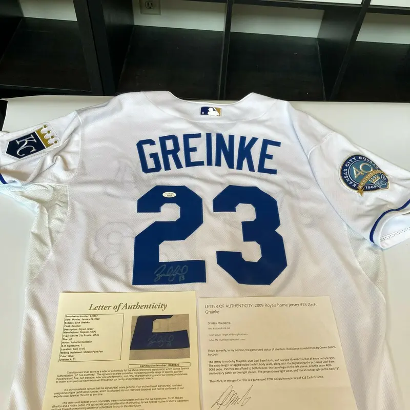 2009 Zack Greinke Kansas City Royals Game-Used & Autographed Home Jersey JSA COA