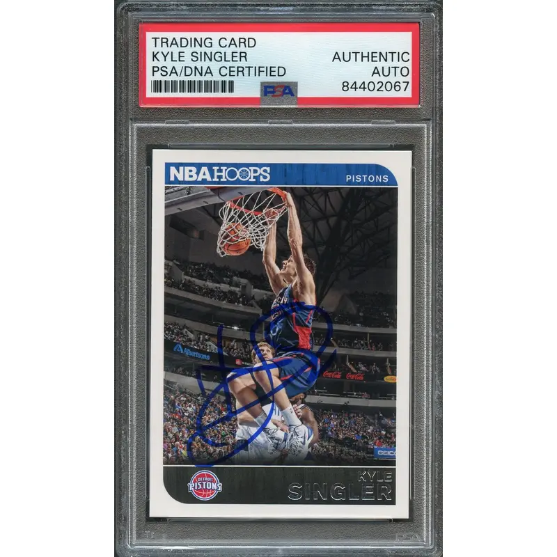 2014-15 NBA Hoops #227 Kyle Singler Signed Card AUTO PSA Slabbed Pistons
