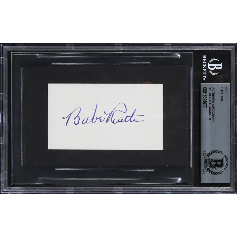 Yankees Babe Ruth Authentic Signed 2x3.5 Cut Signature Auto Mint 9! BAS Slabbed