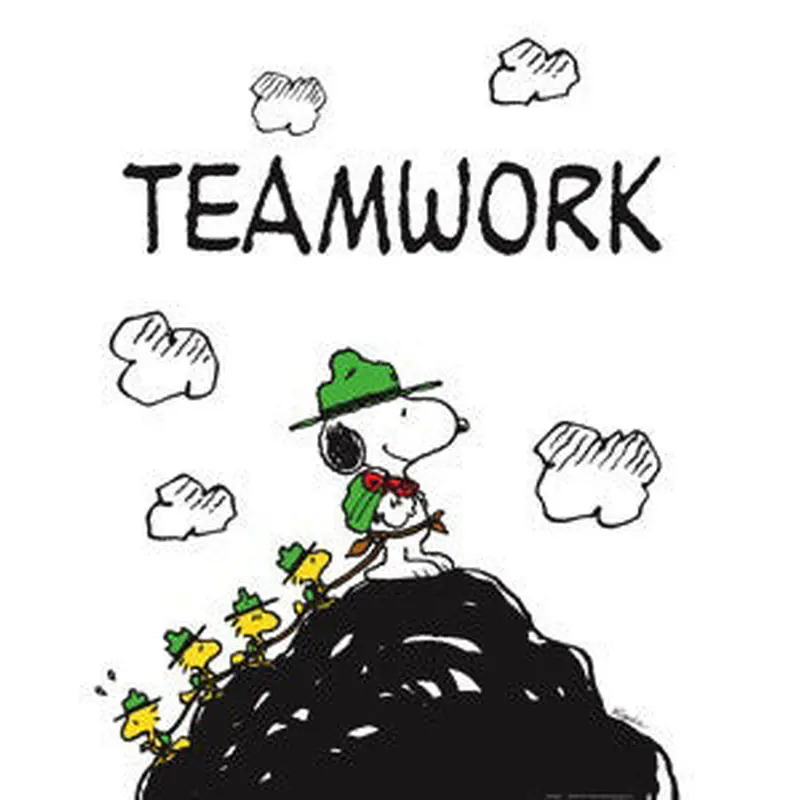 Snoopy and Friends "Teamwork" (Scout Leader) Peanuts Poster Print
