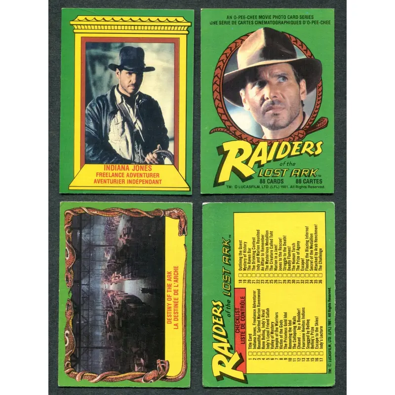 1981 OPC O-Pee-Chee Raiders Of The Lost Ark Complete Set (88) EX/MT NM