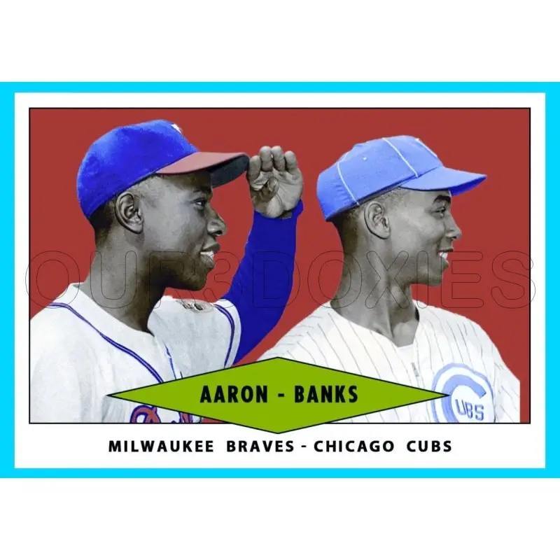Hank Aaron Ernie Banks 1954 Red Heart Custom Card - 4048