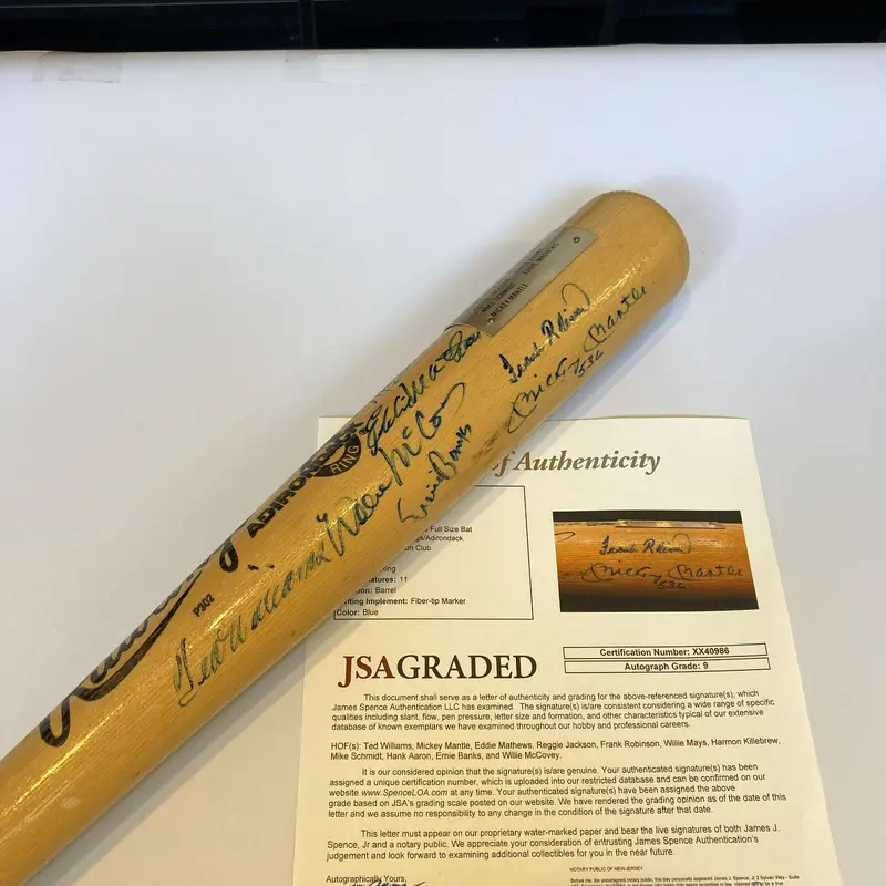 500 Home Run Signed Bat Mickey Mantle Ted Williams Willie Mays JSA Graded MINT 9