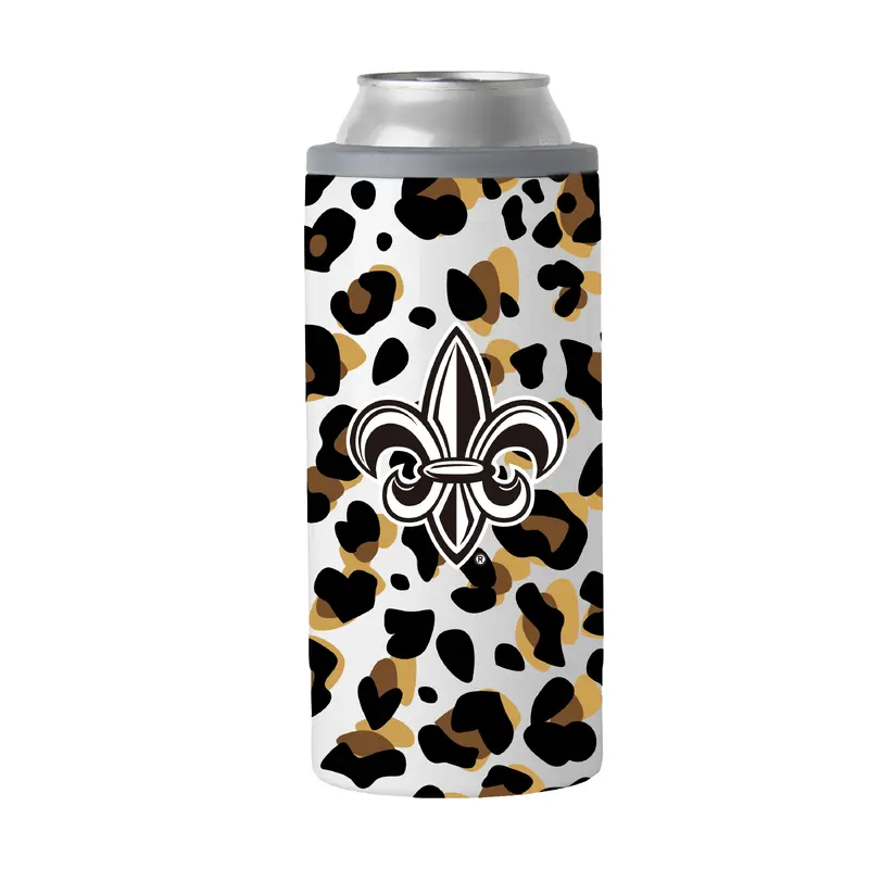Louisiana - Lafayette 12oz Neutral Leopard Slim Can Coolie