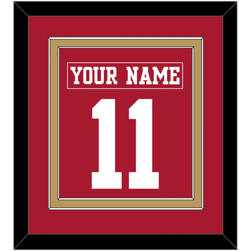San Francisco Nameplate & Number (Back) Combined - Home Red - Double Mat 2