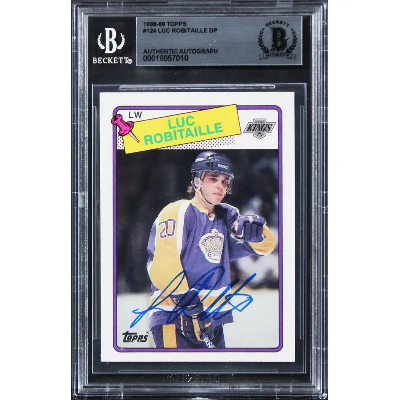 Kings Luc Robitaille Authentic Signed 1988 Topps #124 Card BAS Slabbed