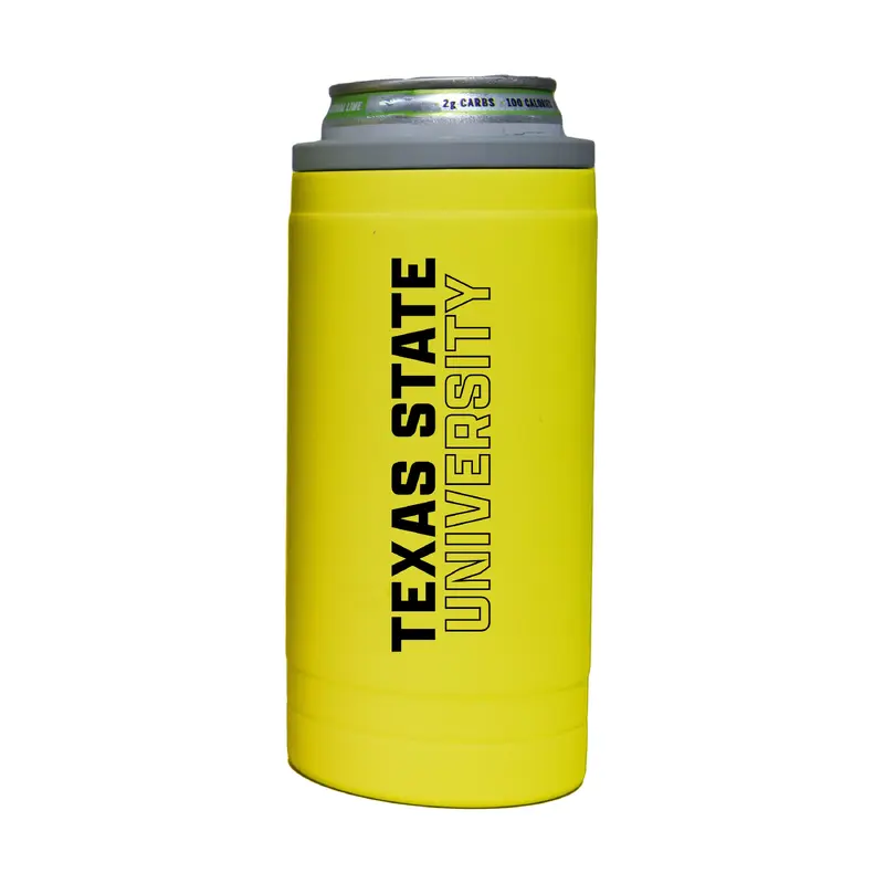 Texas State 12oz Cru Stacked Soft Touch Slim Coolie