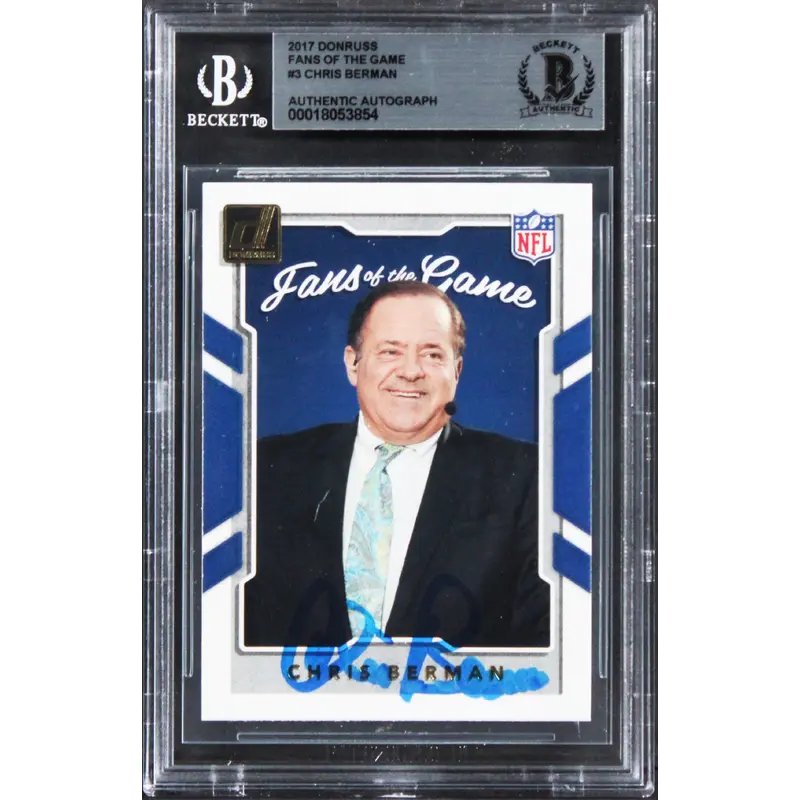 Chris Berman Authentic Signed 2017 Donruss Fans Of The Game #3 Card BAS Slabbed