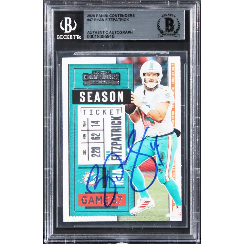 Dolphins Ryan Fitzpatrick Signed 2020 Panini Contenders #47 Card BAS Slabbed