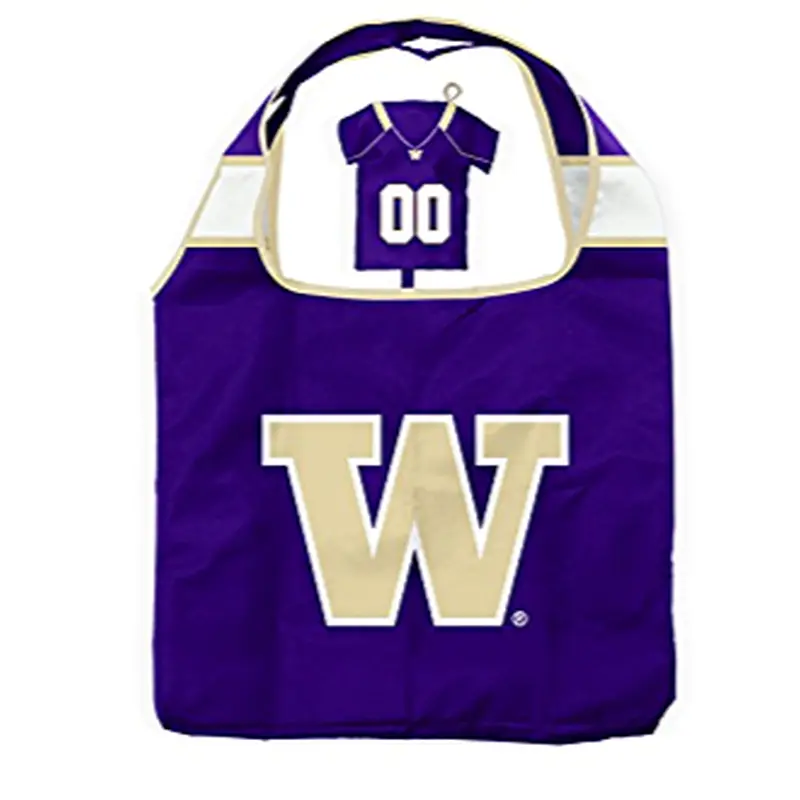 Washington Huskies UW Reusable Grocery Bag with Jersey Style Storage Pouch