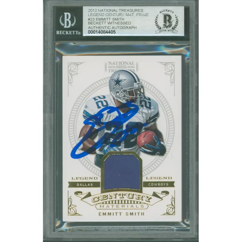 Cowboys Emmitt Smith Authentic Signed 2012 National Treasures #23 Card BAS Slab