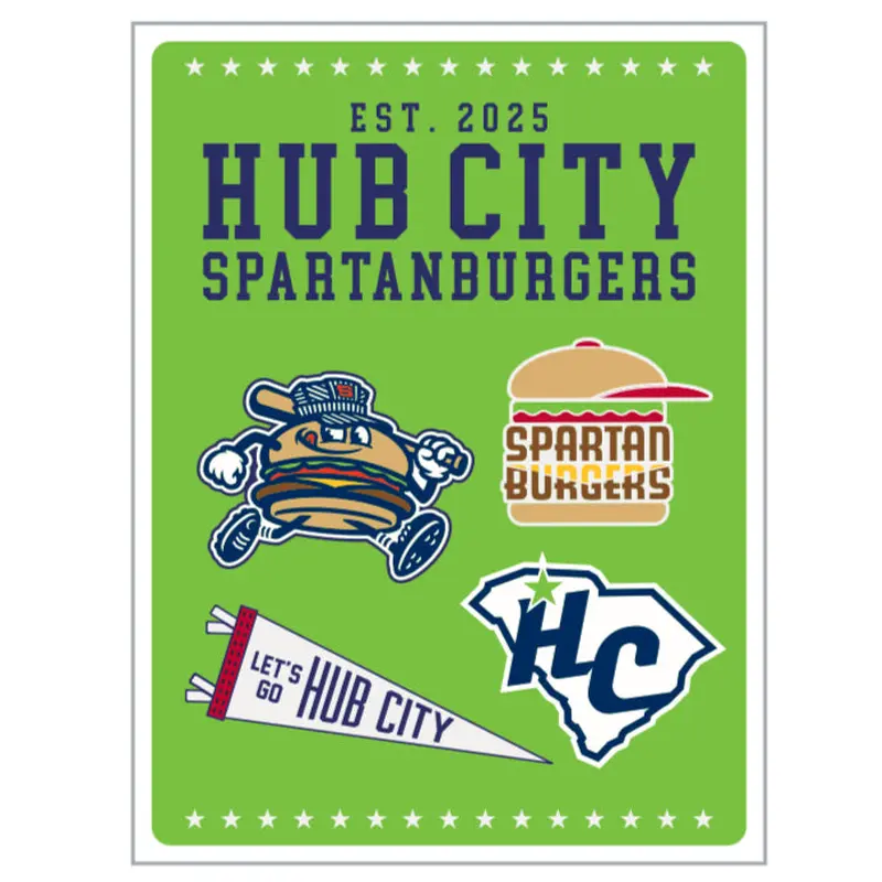 Hub City Spartanburgers 4 Piece Pin Set w/ Backer