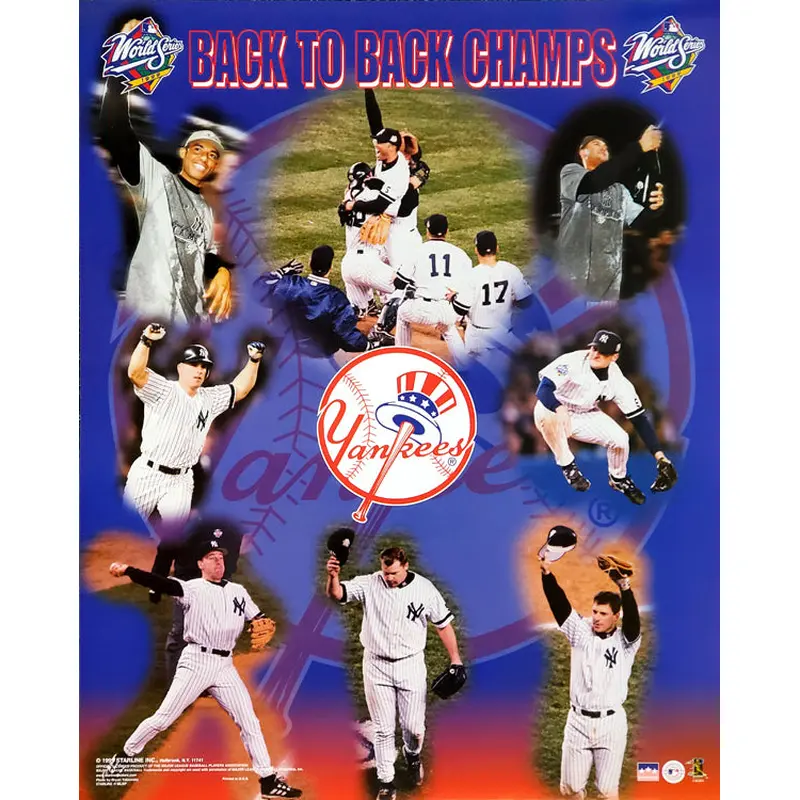 New York Yankees "Back-to-Back World Champs" (1998-99) Poster - Starline 16x20