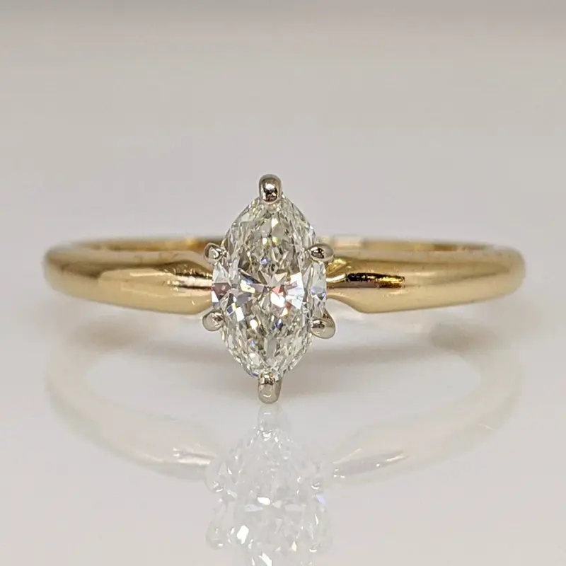 14K .45 CARAT TOTAL SI2 G DIAMOND MARQUISE ESTATE RING 2.0 GRAMS