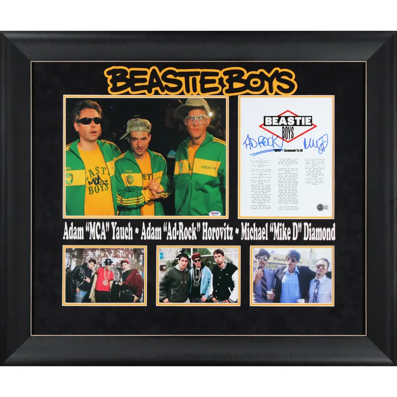 The Beastie Boys (3) MCA, Ad-Rock & Mike D Signed Framed Photo Display BAS PSA