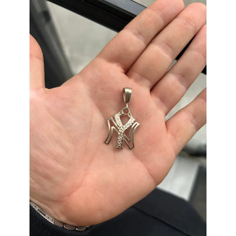 Vintage New York Yankees .925 Silver Nugget Style Pendant Charm