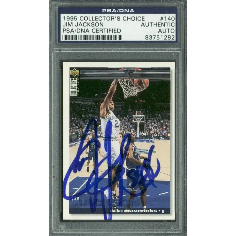 Mavericks Jim Jackson Signed Card 1995 Collectors Choice #140 PSA/DNA Slabbed