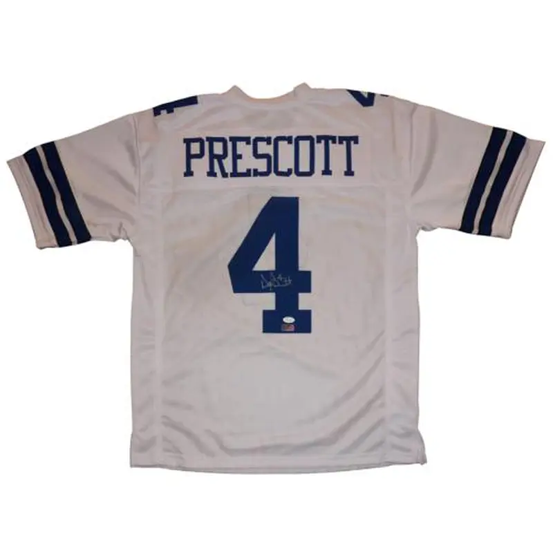 Dak Prescott Autographed Dallas Cowboys (White #4) Custom Jersey - JSA