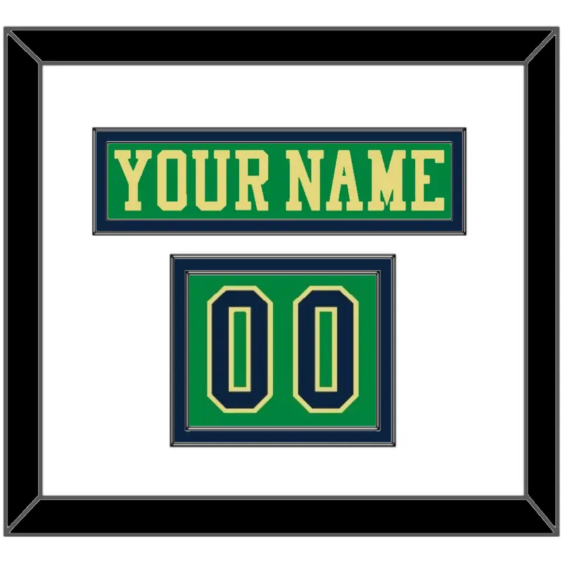 Notre Dame Hockey Nameplate & Number (Shoulder) - Alternate Green (2015) - Double Mat 1