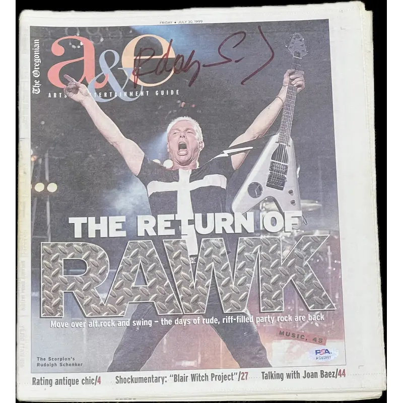 Rudolf Schenker Signed Newspaper PSA Autographed Musician Scorpions