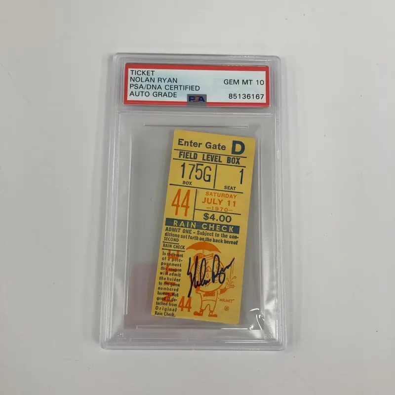 Nolan Ryan Signed 1970 New York Mets Ticket PSA DNA 10 GEM MINT 7-11-1970