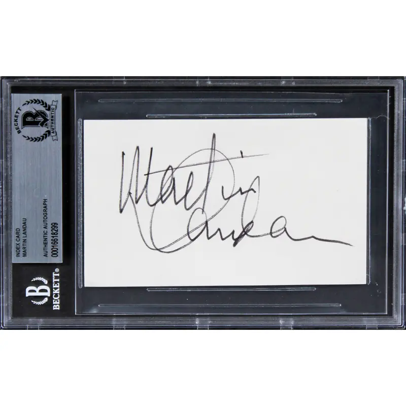 Martin Landau Crimes and Misdemeanors Signed 3x5 Index Card BAS Slabbed 1