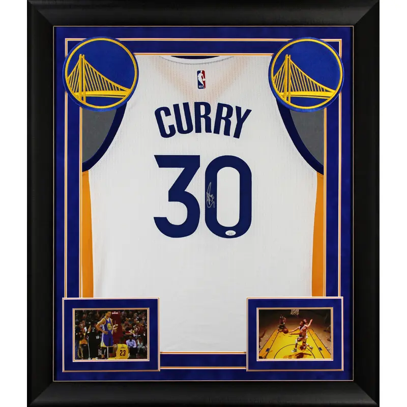 Warriors Stephen Curry Authentic Signed White Adidas The Bay Framed Jersey JSA