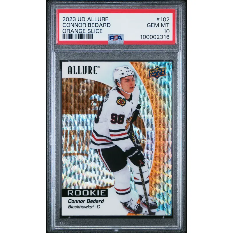 Connor Bedard 2023 Upper Deck Allure Orange Slice Rookie PSA 10 Gem Mint