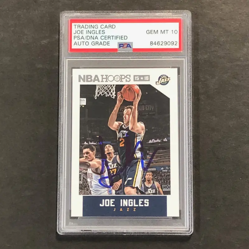 2015-16 NBA Hoops #163 Joe Ingles Signed Card AUTO 10 PSA Slabbed Jazz