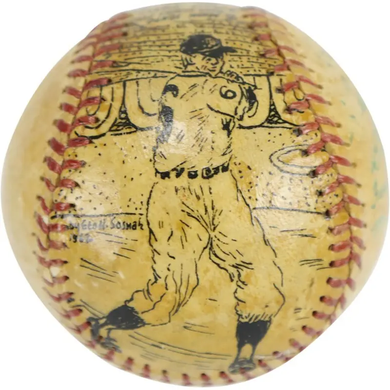 Al Kaline Detroit Tigers Hand Painted George Sosnak Folk Art Baseball 1/1 Signed