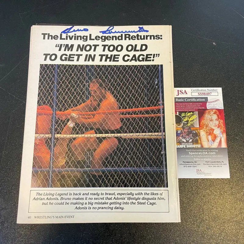 Bruno Sammartino Signed Autographed Vintage Wrestling Magazine With JSA COA