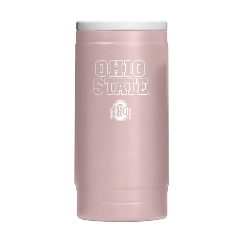 Ohio State  Stencil Powder Coat Slim Can Coolie