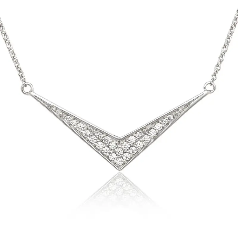 Sterling Silver 18" Boomerang CZ Necklace