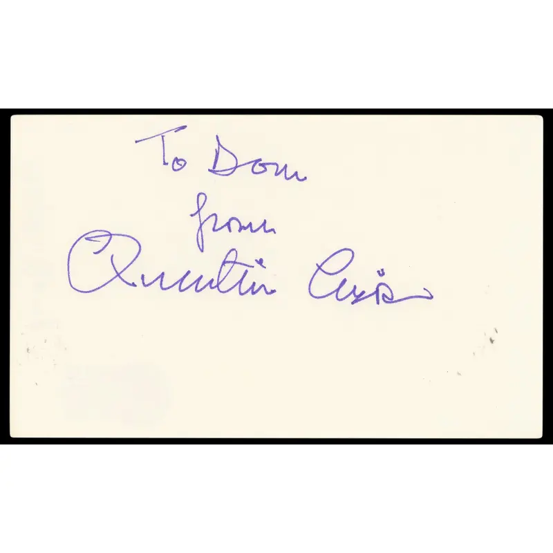 Quentin Crisp The Naked Civil Servant Signed 3x5 Index Card BAS #BN33220