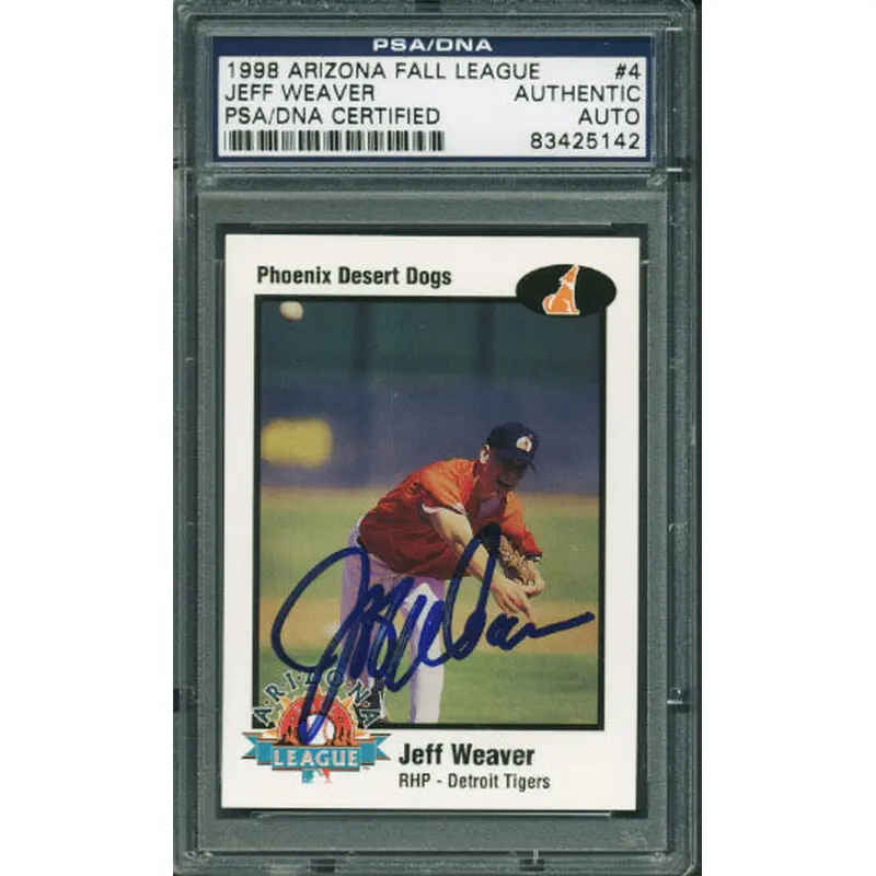 Tigers Jeff Weaver Authentic Signed Card 1998 Az Fall League #4 PSA/DNA Slabbed