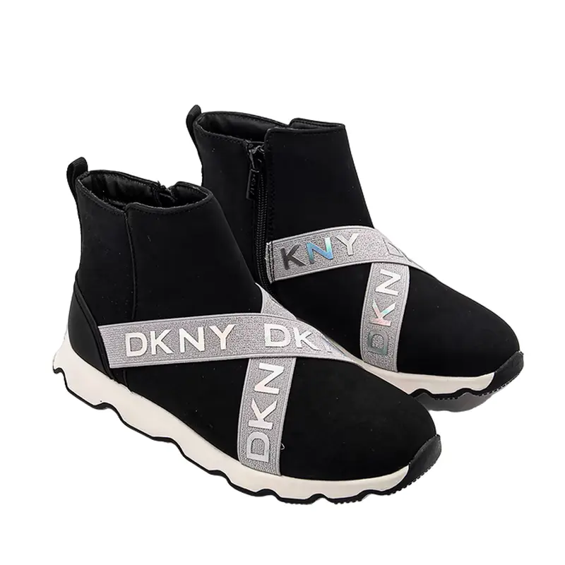 DKNY GIRLS YOUTH/JUNIOR BOOTS BLACK/SILVER SYDNEY , DKN757 001