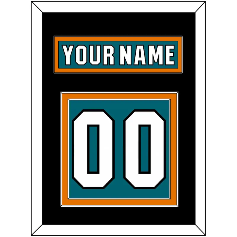 San Jose Nameplate & Number (Back) - Home Teal (2017-2022) - Double Mat 3
