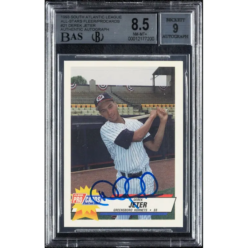 Derek Jeter Signed 1993 Fleer Procards All-Stars RC Rookie BGS 8.5 AUTO 9