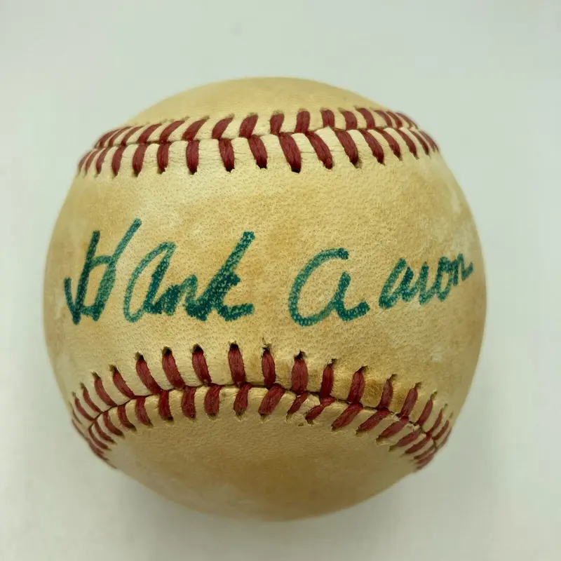 Hank Aaron Signed Vintage National League Feeney Baseball JSA COA