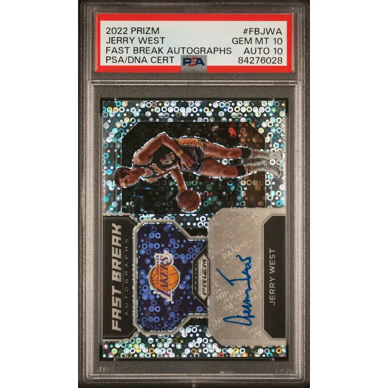 Jerry West 2022 Prizm Fast Break Auto PSA 10 Auto 10