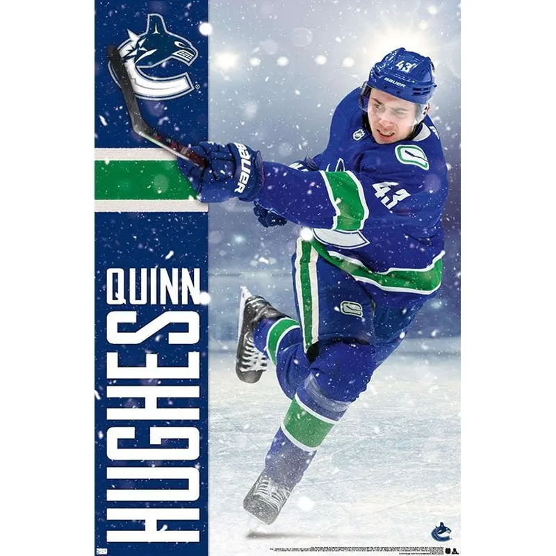 Quinn Hughes "Super-D" Vancouver Canucks NHL Hockey Action Poster - Trends International
