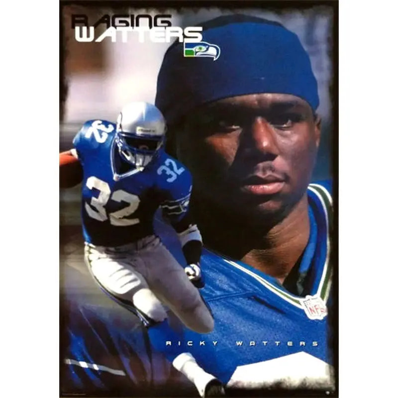 Ricky Watters "Raging Watters" Seattle Seahawks NFL Action Poster - Costacos 1998